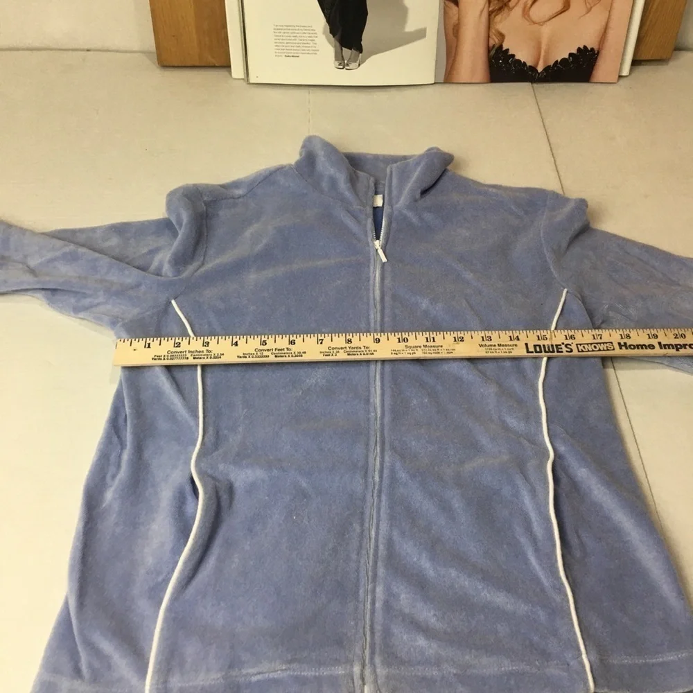Talbots Petites Blue Velour Track Jacket Zip Front Y2K Casual Size S